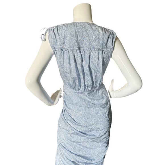 VERONICA BEARD Teagan Floral Silk Dress - Ruched MIDI Blue and white Small 4 - Picture 11 of 13
